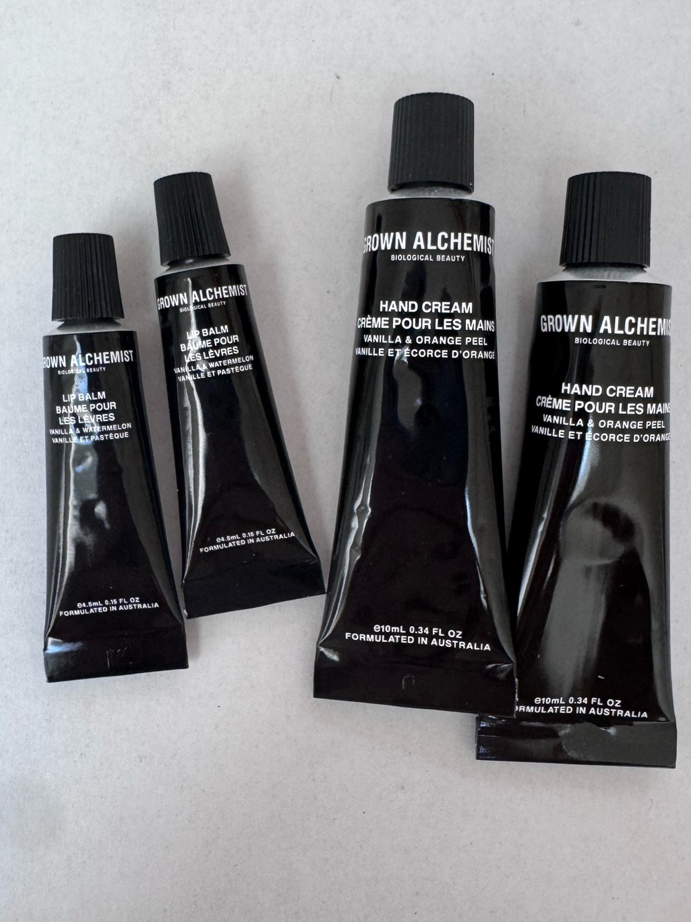 Grown Alchemist Black Hand & Lip Cream Tubes - Black Packaging - new two each